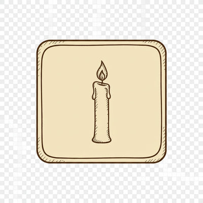 Illustration of a candle in a square frame on a transparent background